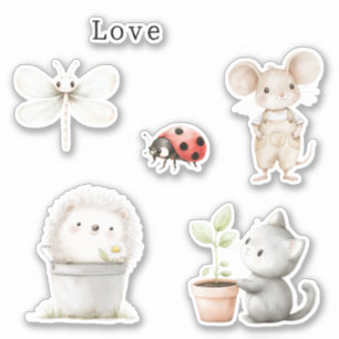 Garden Hedgehog Mouse Cat Dragonfly Ladybug
