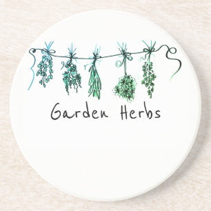 Garden Herbs botanical boho Coaster