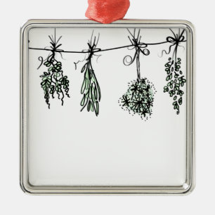 Garden Herbs botanical boho  Metal Ornament
