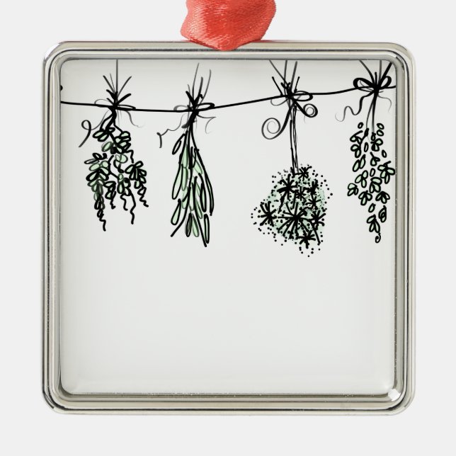 Garden Herbs botanical boho  Metal Ornament (Front)