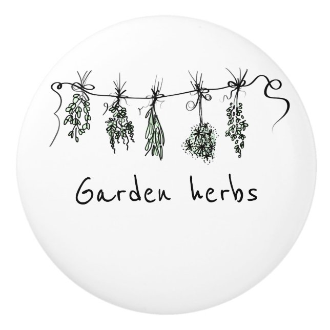 Garden Herbs Ceramic Knob (Front)