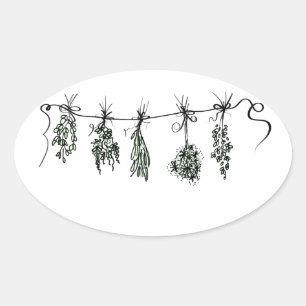 Garden Herbs Oval Sticker