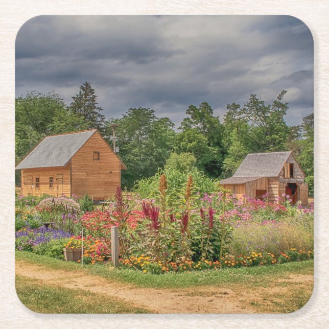 Garden in the Adirondacks Square Paper Coaster (Front)
