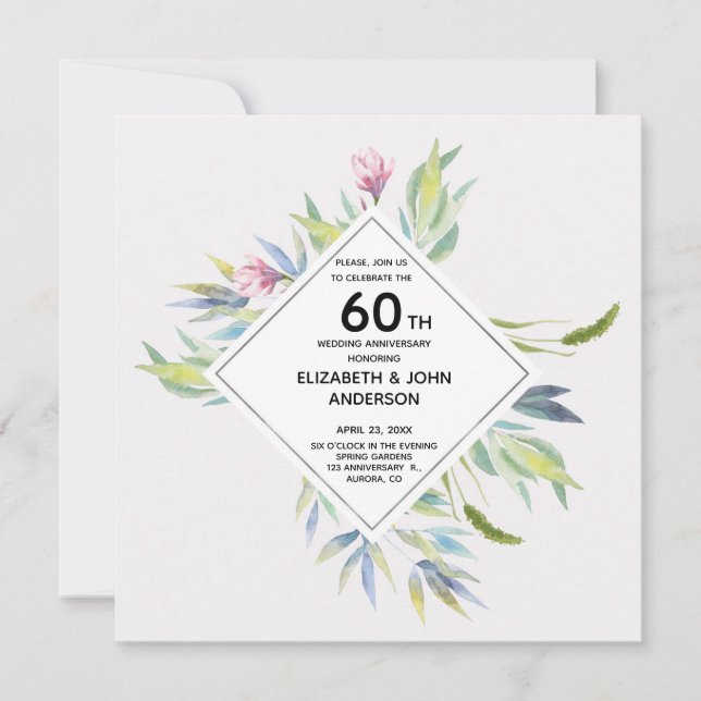 Garden in the Riviera 60th Wedding Anniversary Invitation (Front)
