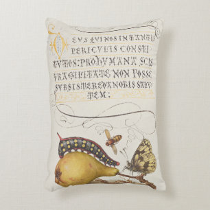 Garden Insects, Fly, Caterpillar, Pear, Centipede Decorative Cushion