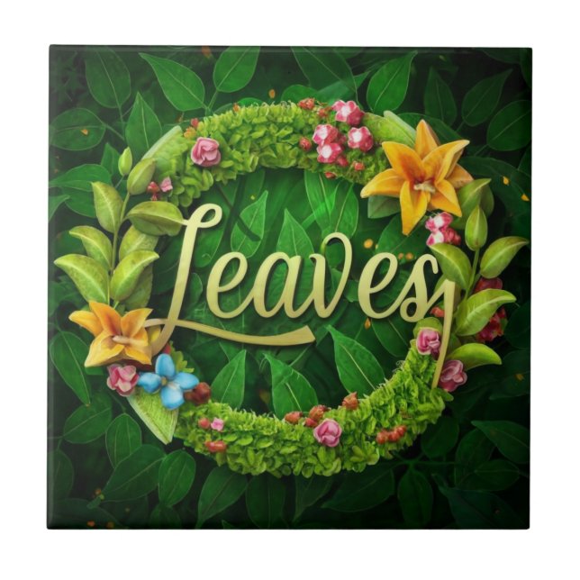 Garden-Inspired Floral Design Ceramic Tile (Front)