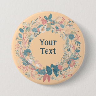 Garden-Inspired Flower Wreath Lapel Accessory 7.5 Cm Round Badge