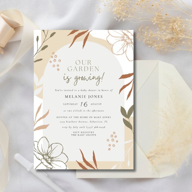 Garden is Growing Boho Floral Baby Shower Invitation (Garden is Growing Boho Floral Baby Shower Invitation)