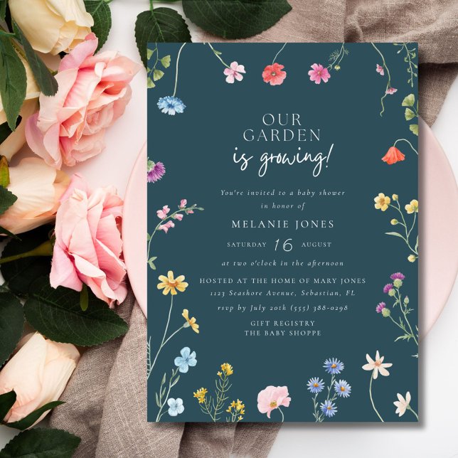 Garden is Growing Wildflower Baby Shower Invitation (Garden is Growing Wildflower Baby Shower Invitation)