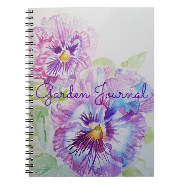 Garden Journal Pansy Floral Watercolour Notebook (Front)