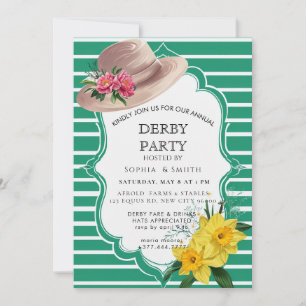 Garden Kentucky Derby Party Invitation Green Strip