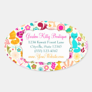 Garden Kitty Oval Sticker