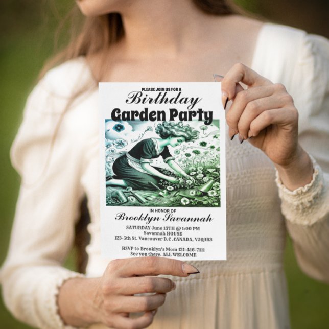 Garden Lady's Afternoon Garden Party Invitation Postcard (Creator Uploaded)