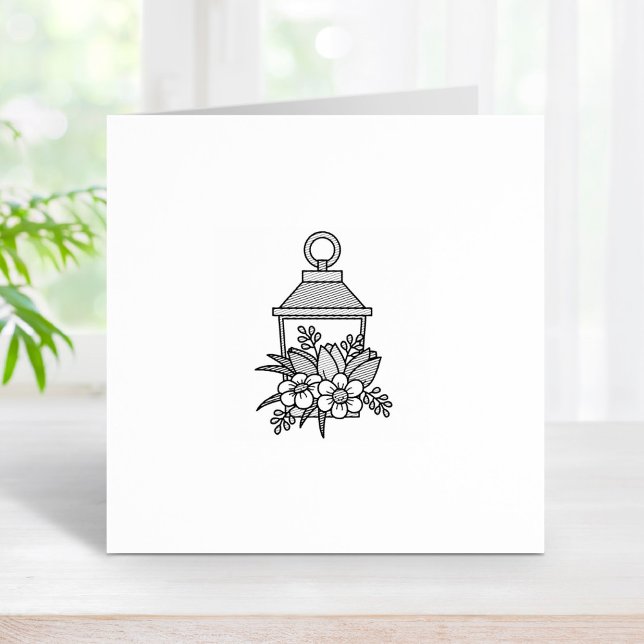 Garden Lantern Flowers Rubber Stamp (Creator Uploaded)