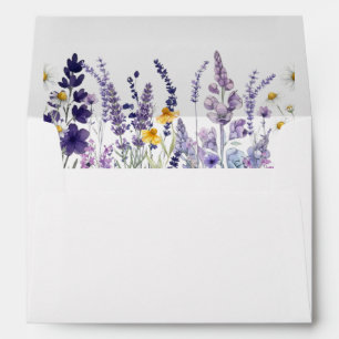 Garden Lavender & Wildflower Rustic Wedding Envelope