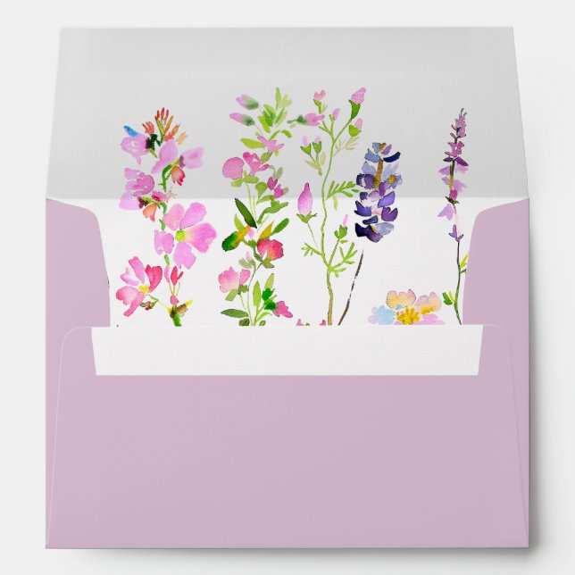  Garden Lavender Wildflowers Wedding Envelope (Back (Bottom))
