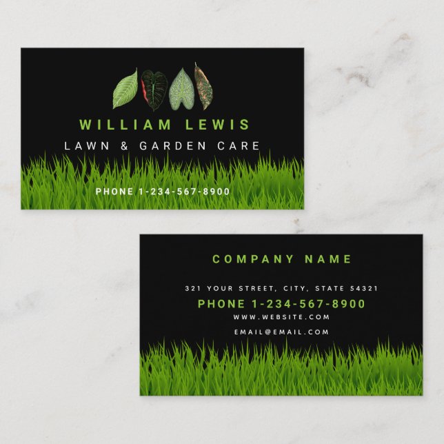 Garden Lawn Care Landscaping Leaves Business Logo Card (Front/Back)