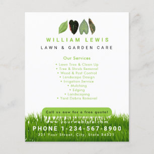 Garden Lawn Care Landscaping Leaves Business Logo Flyer