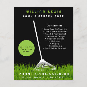 Garden Lawn Care Landscaping Modern Grass Rake Flyer