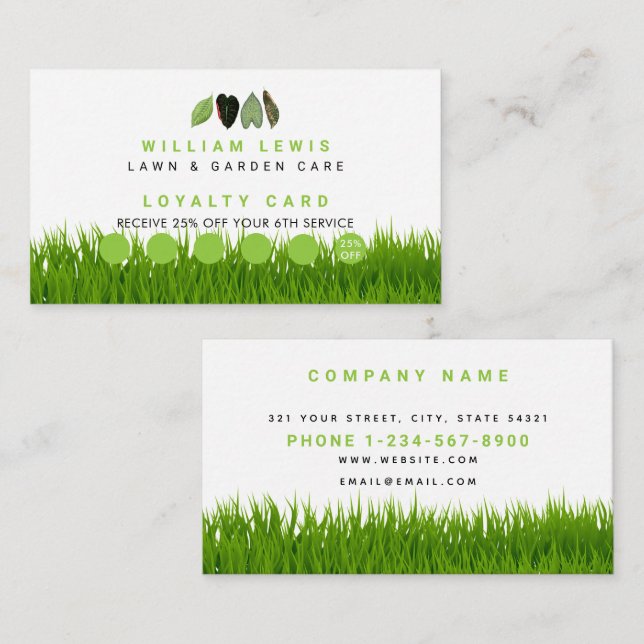 Garden Lawn Care Leaves Business Loyalty Card (Front/Back)