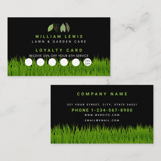 Garden Lawn Care Leaves Business Loyalty Card (Front/Back)