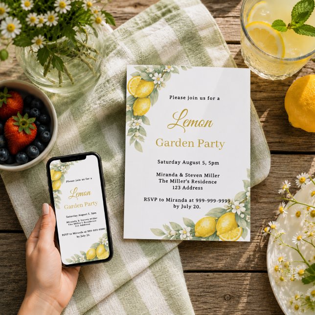 Garden lemon citrus Summer Party Invitation (Creator Uploaded)