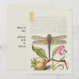 Garden life, Dragonfly, Pear, Carnation and Insect Invitation
