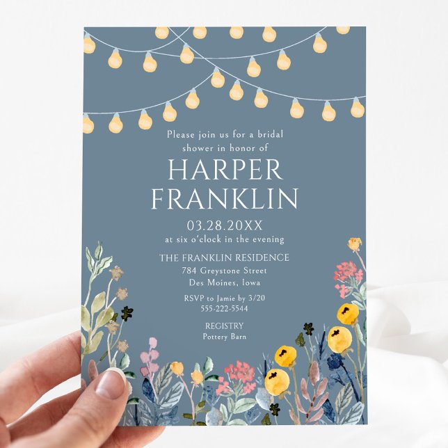 Garden Lights and Wildflowers Bridal Shower Invitation (Creator Uploaded)