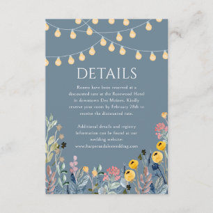 Garden Lights and Wildflowers Wedding Details Enclosure Card