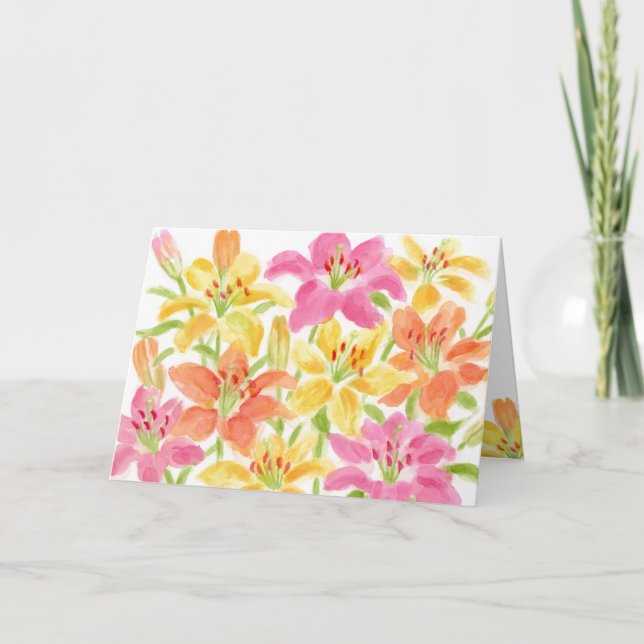 Garden Lilies Blank Notecard  (Front)