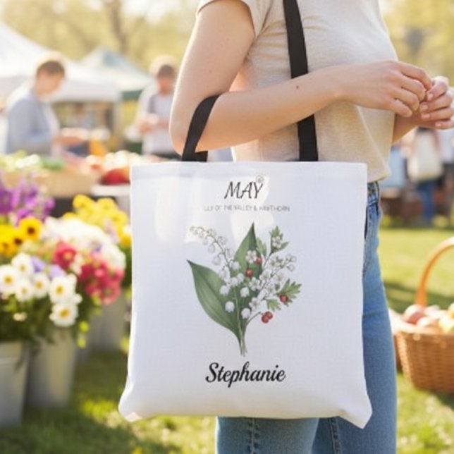 Garden Lily of the Valley–May Birth Month Tote Bag (Garden Botanical Lily of the Valley – May Birth Month Bag)