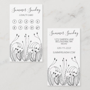 Garden Line Art Florist Plants Wildflowers 10 Loyalty Card