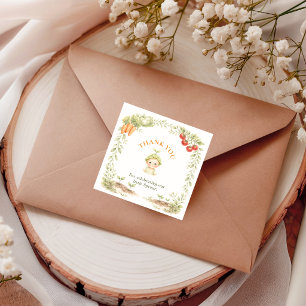 Garden Locally Grown Little Sprout Baby Thank You Square Sticker