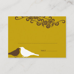 Garden love birds brown wedding escort place card