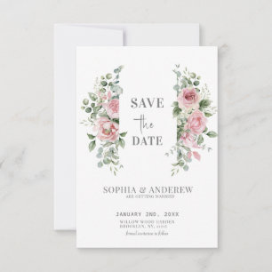 Garden Love Pink Rose Peony Wedding  Save The Date