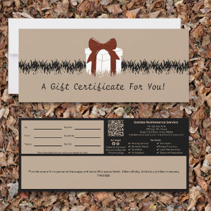 Garden Maintenance Personal Note Gift Certificate