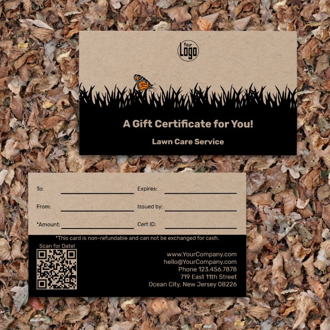 Garden Maintenance Service Gift Certificate (Garden Maintenance Service Gift Certificate - Khaki & Black)