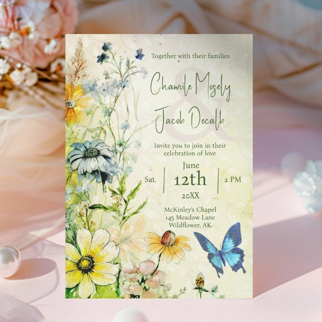 Garden Meadow Boho Wildflower Wedding Invitation (Creator Uploaded)