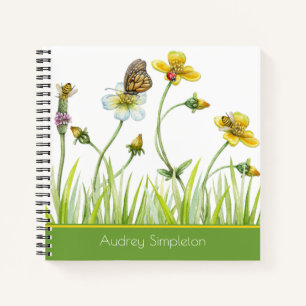 Garden Meadow Flowers Butterfly Bees Square Notebook