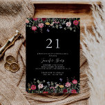 Garden Multicolor Wildflower 21st Birthday Party Invitation<br><div class="desc">This garden multicolor wildflower 21st birthday party invitation is perfect for a modern event. The design features a multicolored assortment of pink,  blush,  purple,  yellow,  white,  violet,  red,  burgundy wild flowers in a black background.</div>