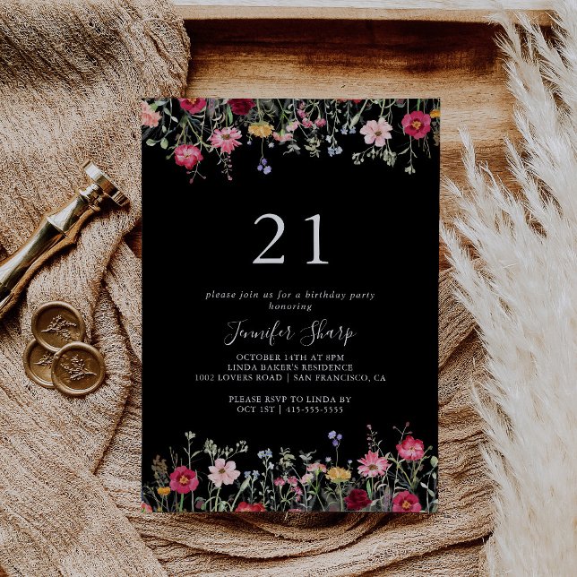 Garden Multicolor Wildflower 21st Birthday Party Invitation (Creator Uploaded)