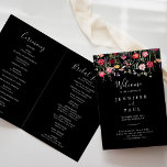 Garden Multicolor Wildflower Folded Wedding Program<br><div class="desc">This garden multicolor wildflower folded wedding program is perfect for a rustic wedding. The design features a multicolored assortment of pink,  blush,  purple,  yellow,  white,  violet,  red,  burgundy wild flowers in a black background.

Include a quote or short message,  order of service,  wedding party and thank you message.</div>