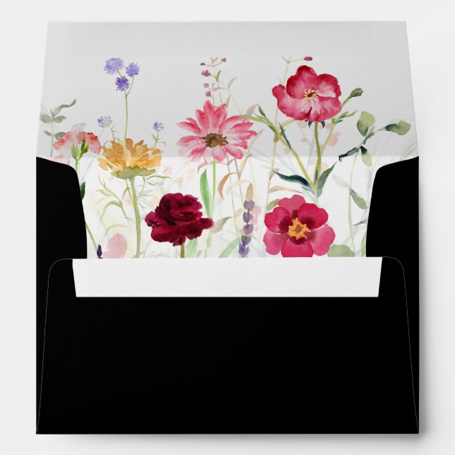Garden Multicolor Wildflower Wedding Invitation  Envelope (Back (Bottom))