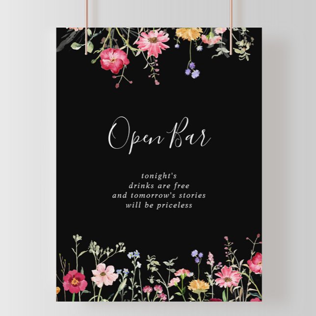 Garden Multicolor Wildflower Wedding Open Bar Sign (Creator Uploaded)