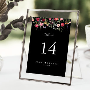 Garden Multicolor Wildflower Wedding Table Number