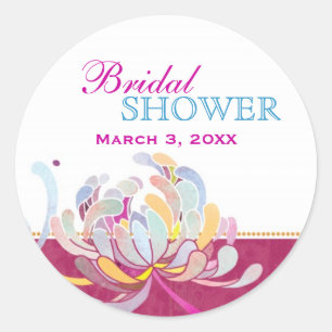 Garden Mum Hot Pink Bridal Shower Classic Round Sticker