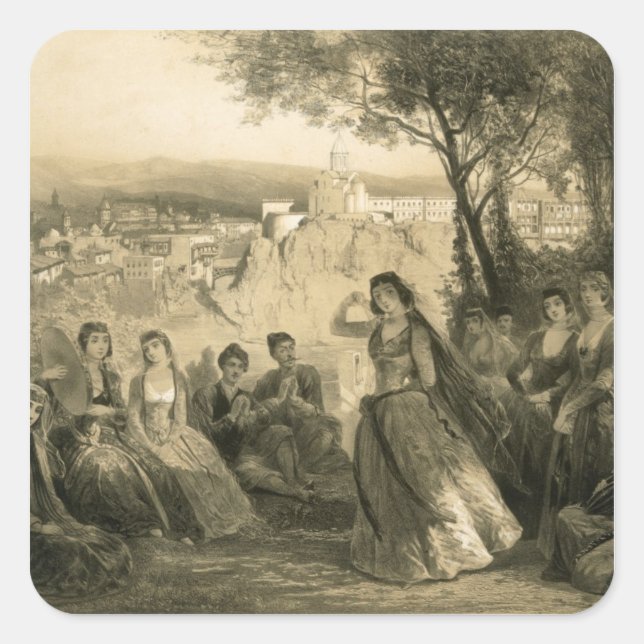 Garden near Tiflis, Georgia, plate 27 from a book Square Sticker (Front)