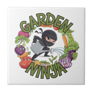 Garden Ninja Design - Fun Gardening Graphic Ceramic Tile