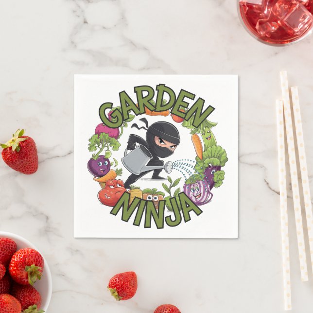 Garden Ninja Design - Fun Gardening Graphic Napkin (Insitu)