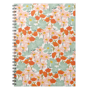 Garden of beautiful hand-drawn flowers in pink, or notebook